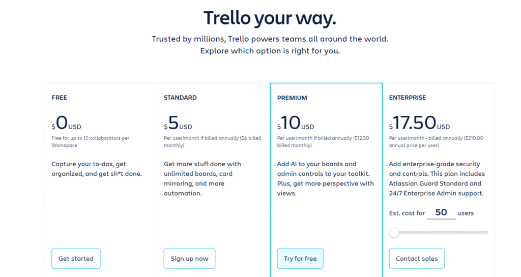 GoodDay vs Trello pricing comparison