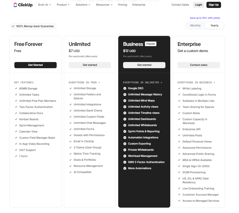 GoodDay vs ClickUp comparison of pricing