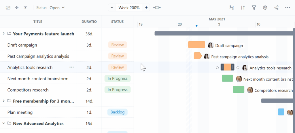 Create your Gantt chart in minutes today