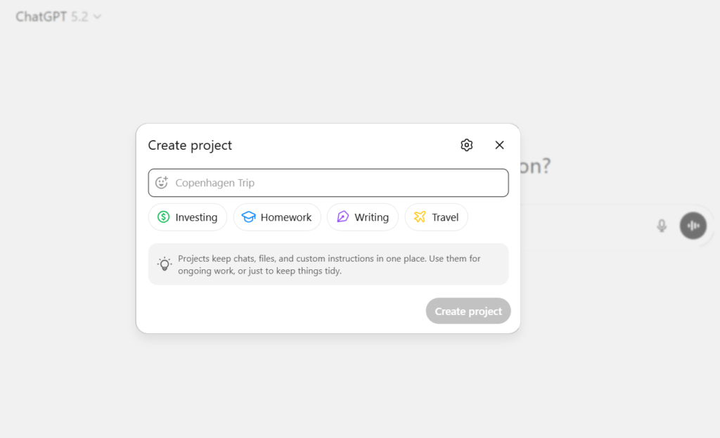 What are projects in ChatGPT