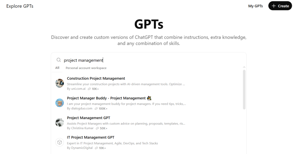 Best GPTs for project management