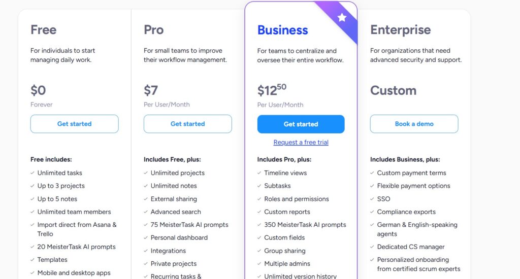 MeisterTask pricing