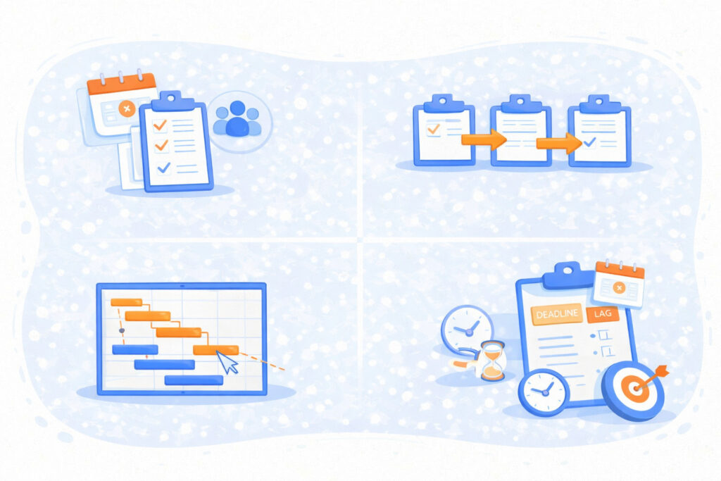 How to create dependencies in a Gantt chart: step-by-step process