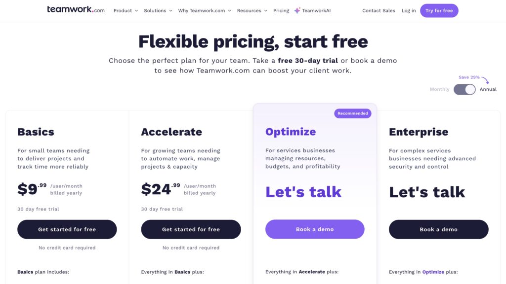 Teamwork.com pricing 
