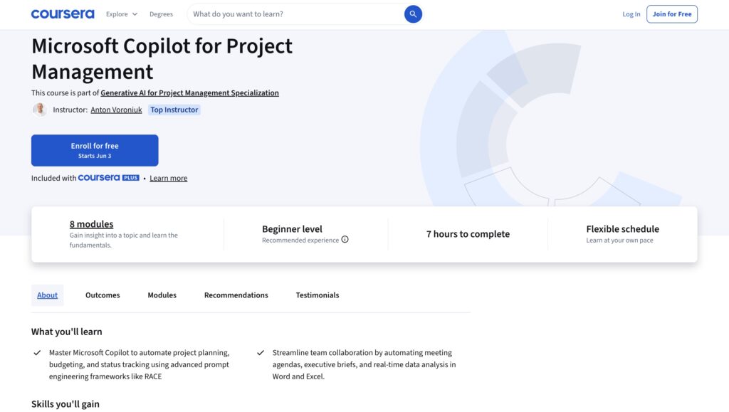 Best courses for using Microsoft Copilot in project management