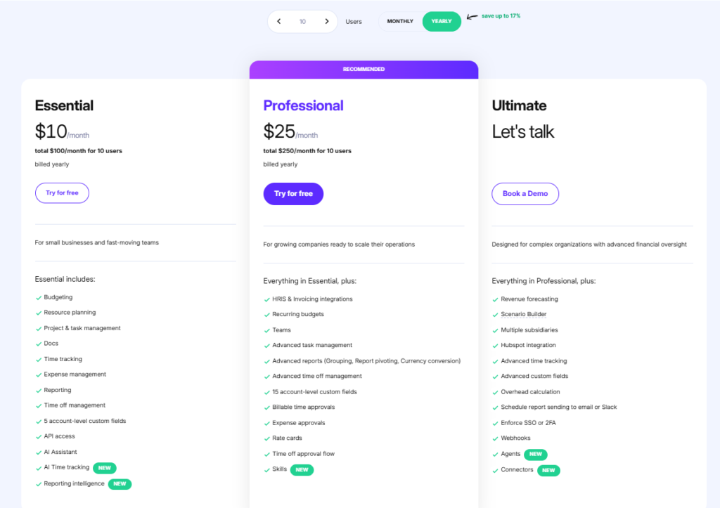 plans comparison of project management software for creative agencies 