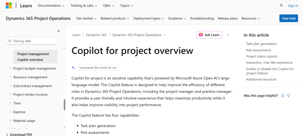 What is Copilot for projects