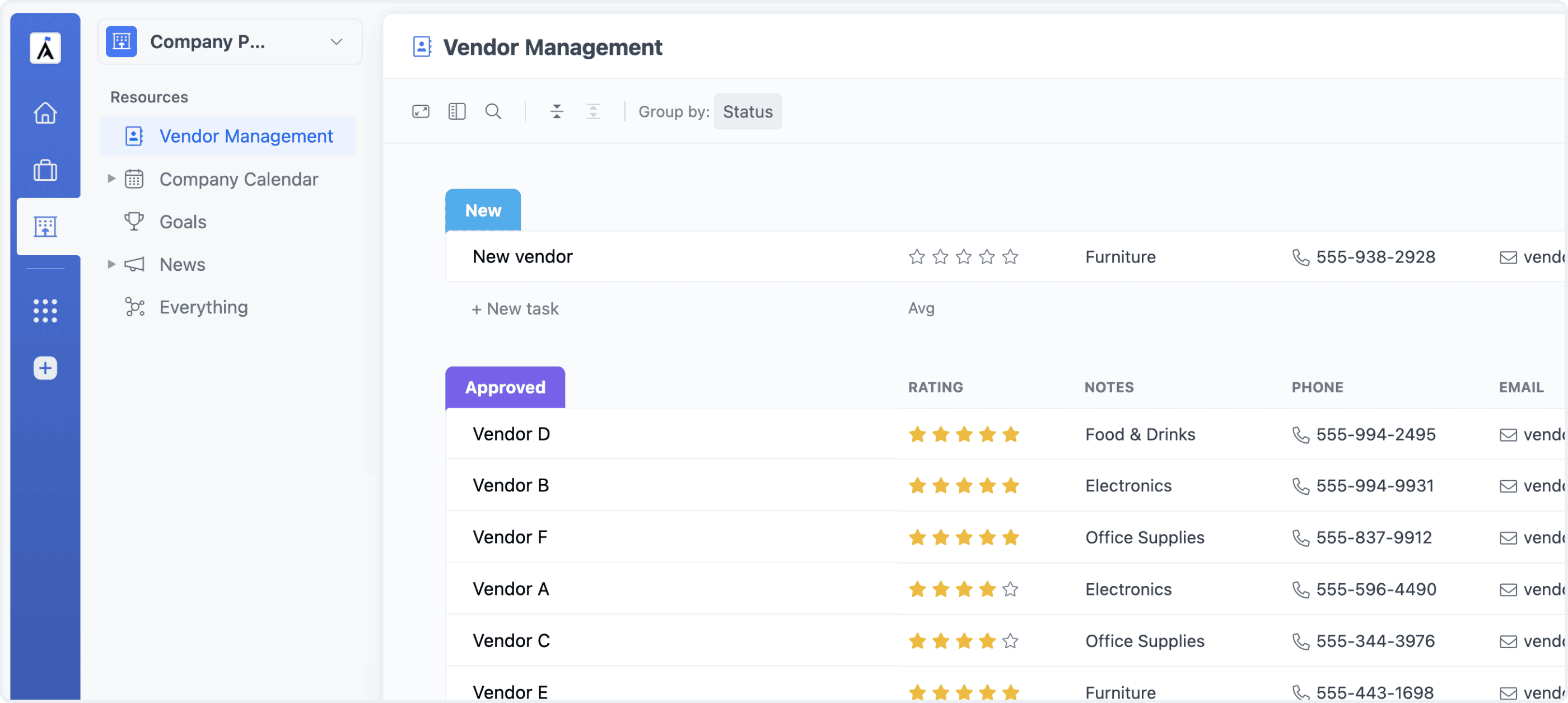 What is a vendor management template?