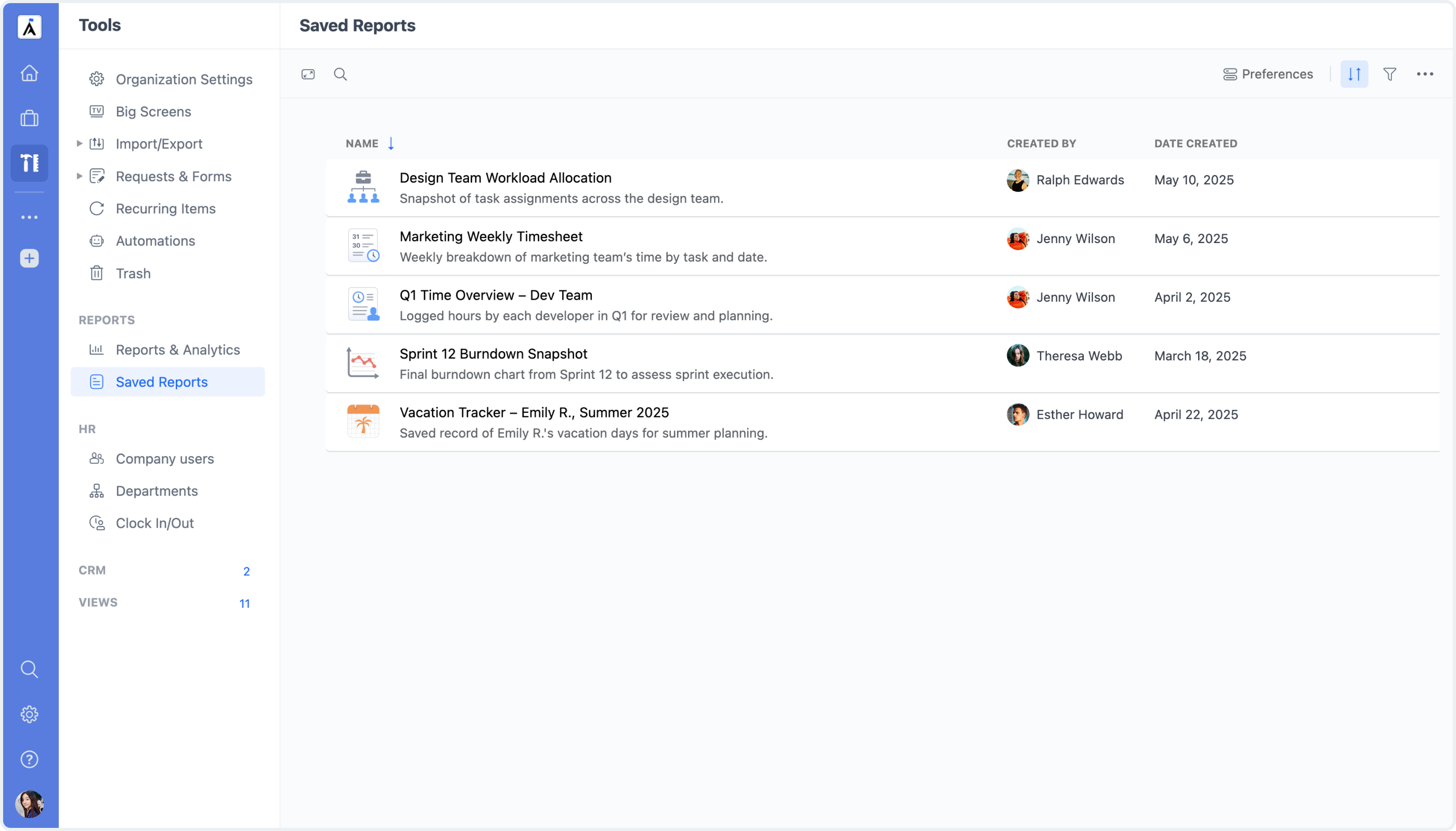Saved Reports