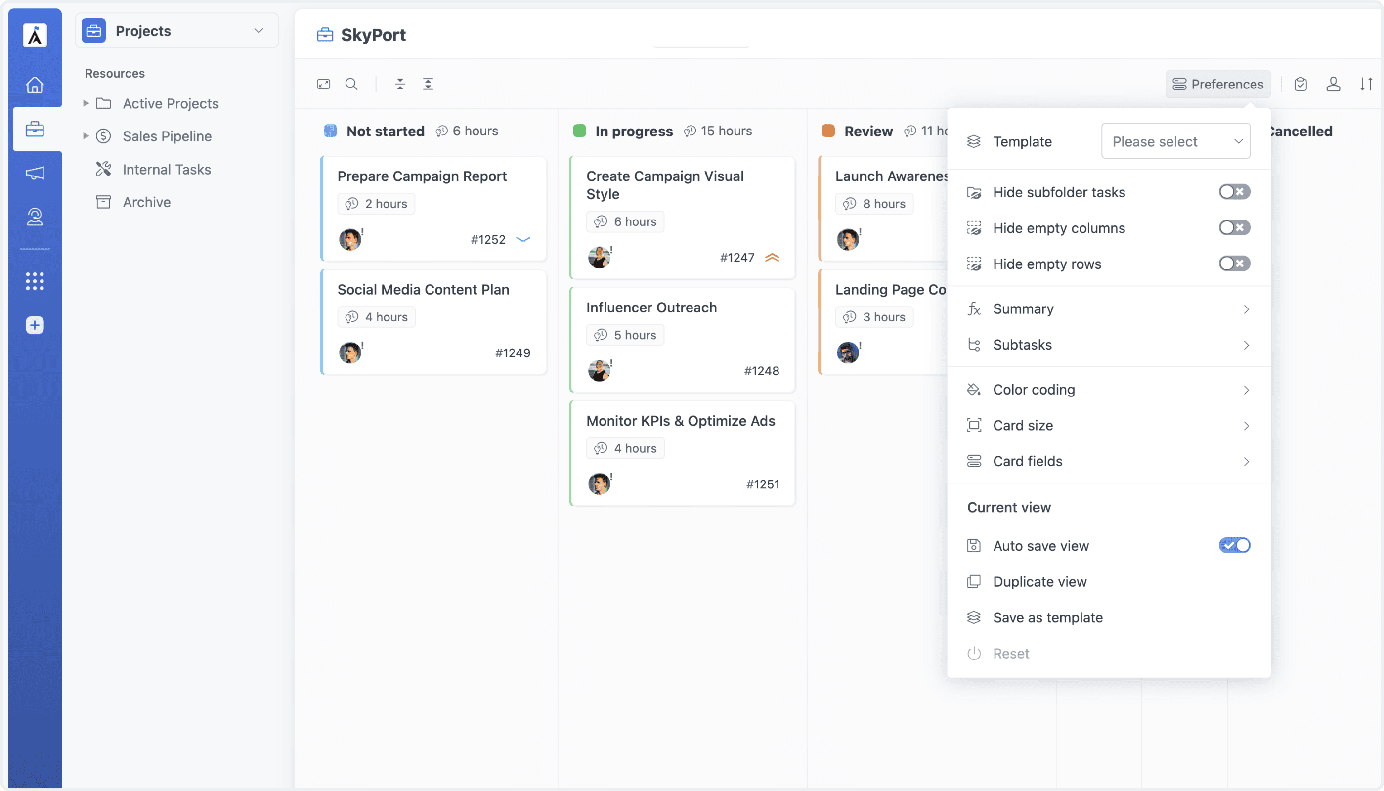Board: Updated Preferences