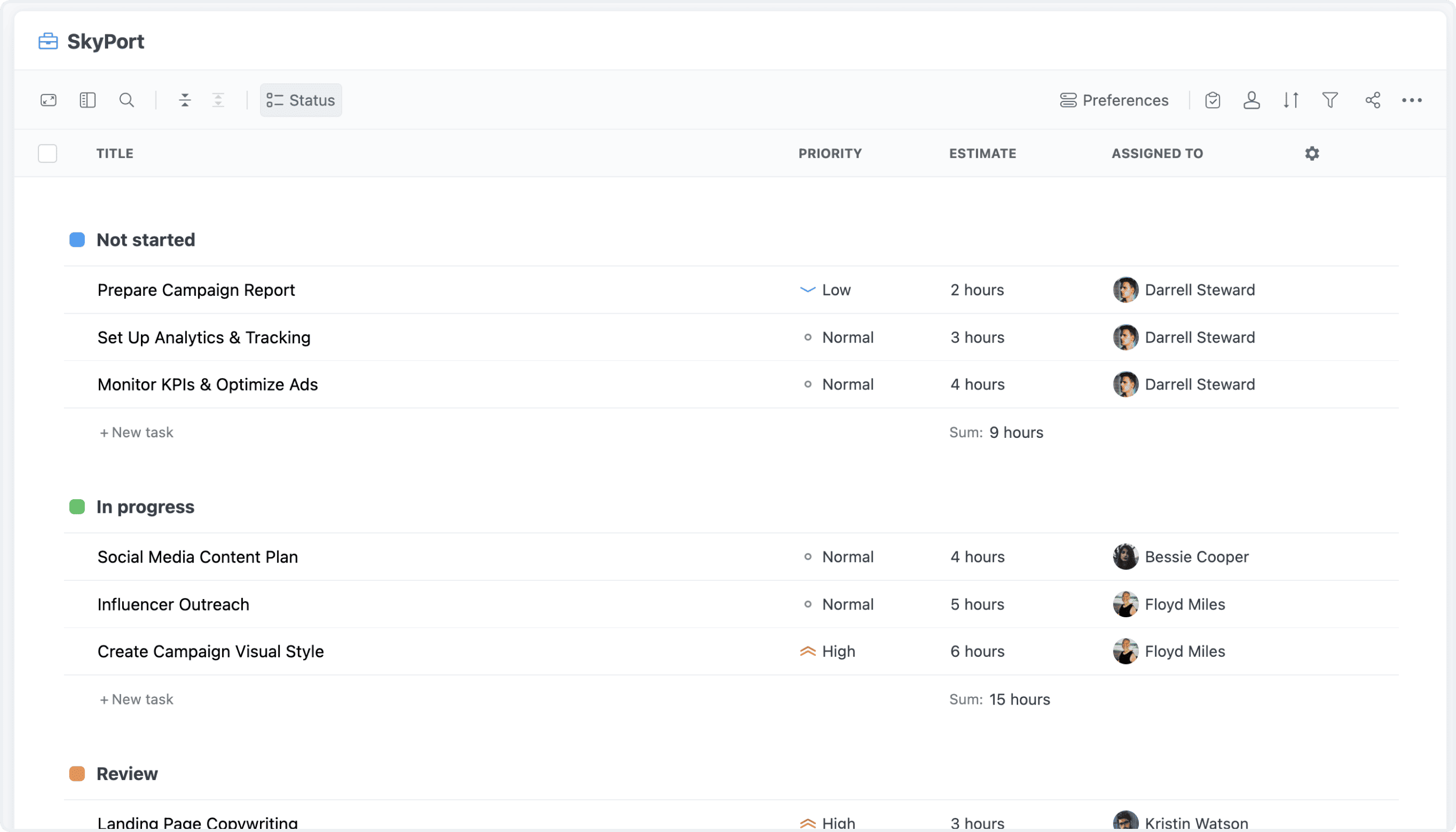 Task List: Fresh New Look