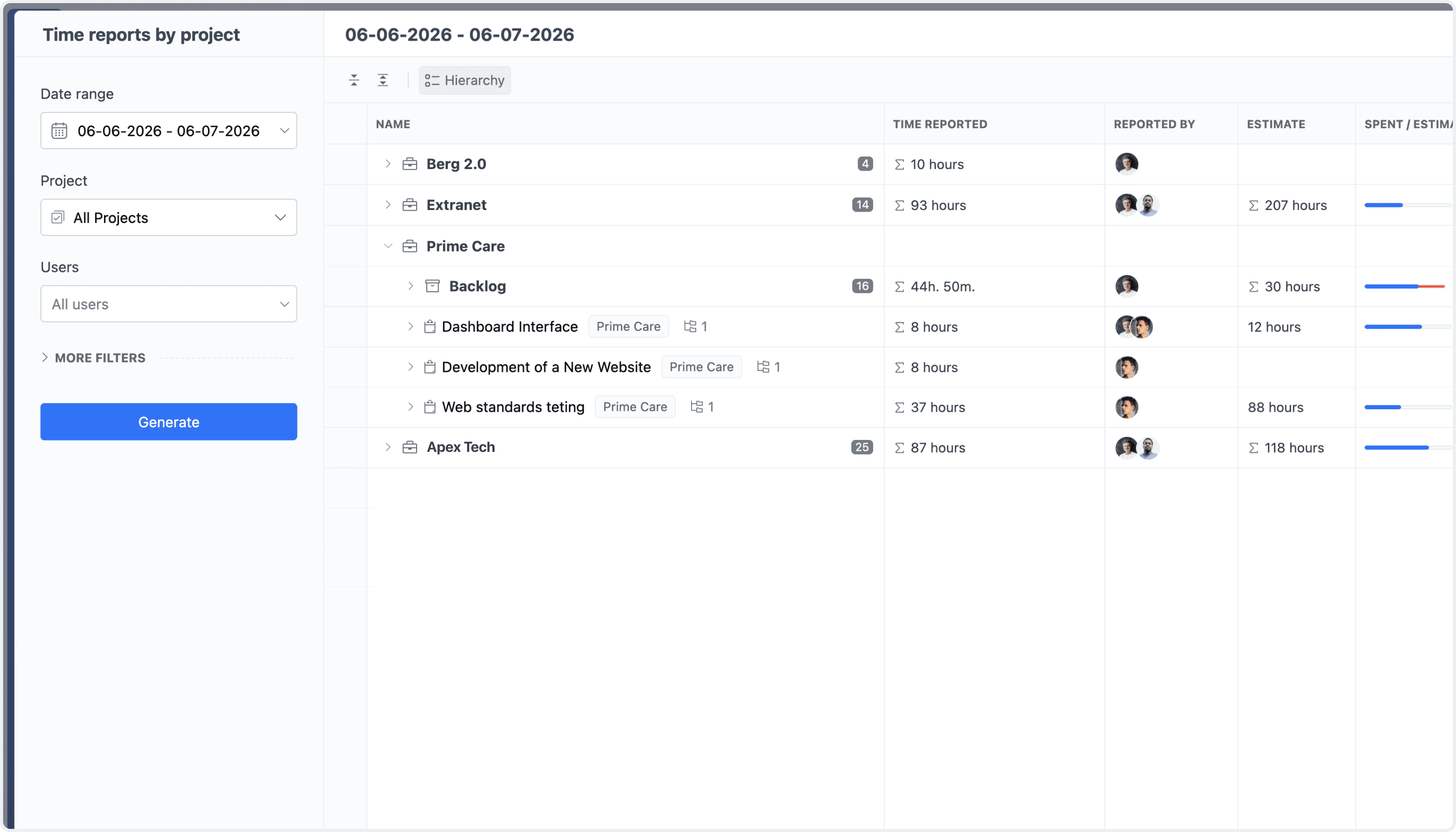 Advanced Time Reports