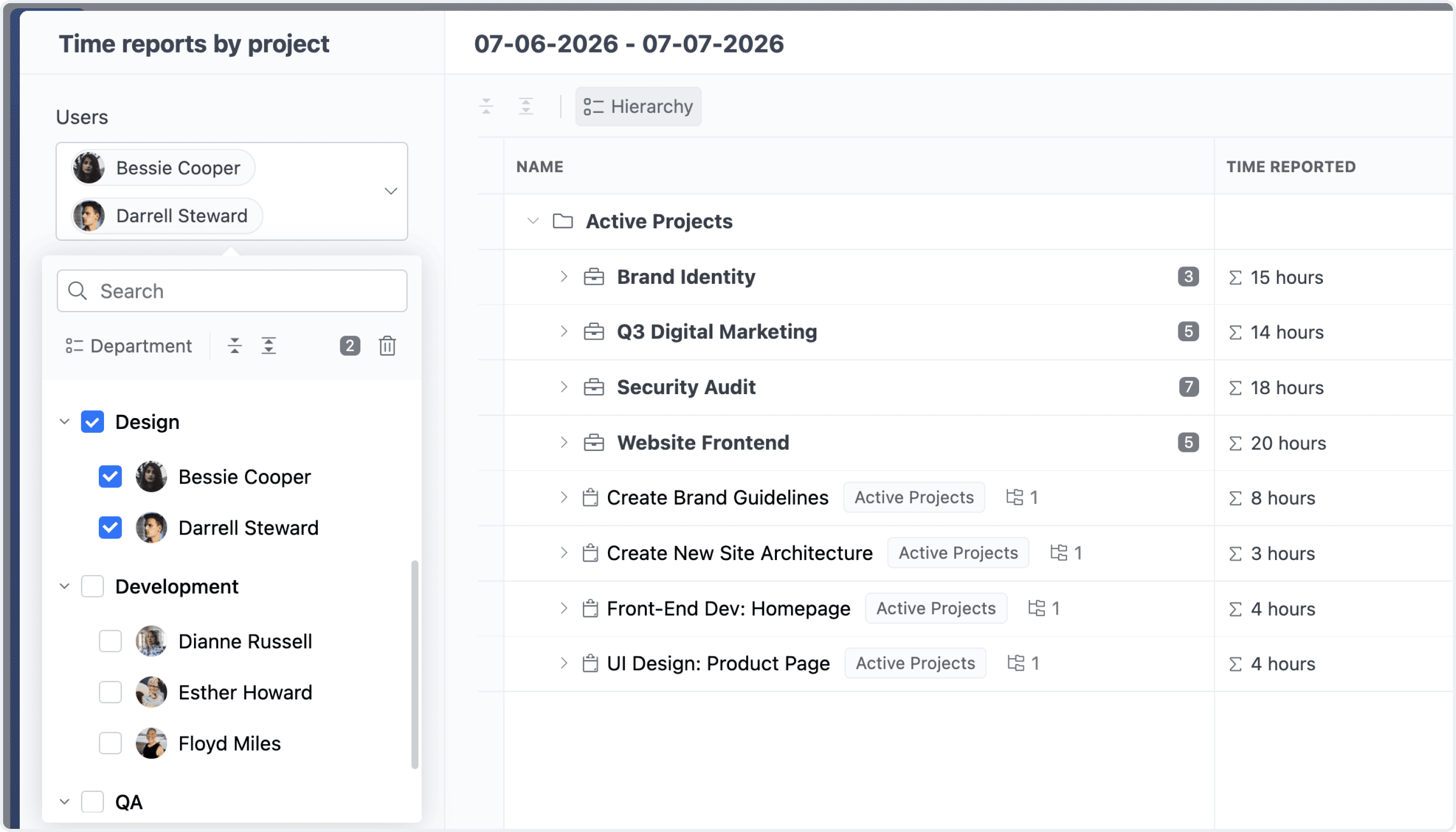 User Selector Group by Department & Team