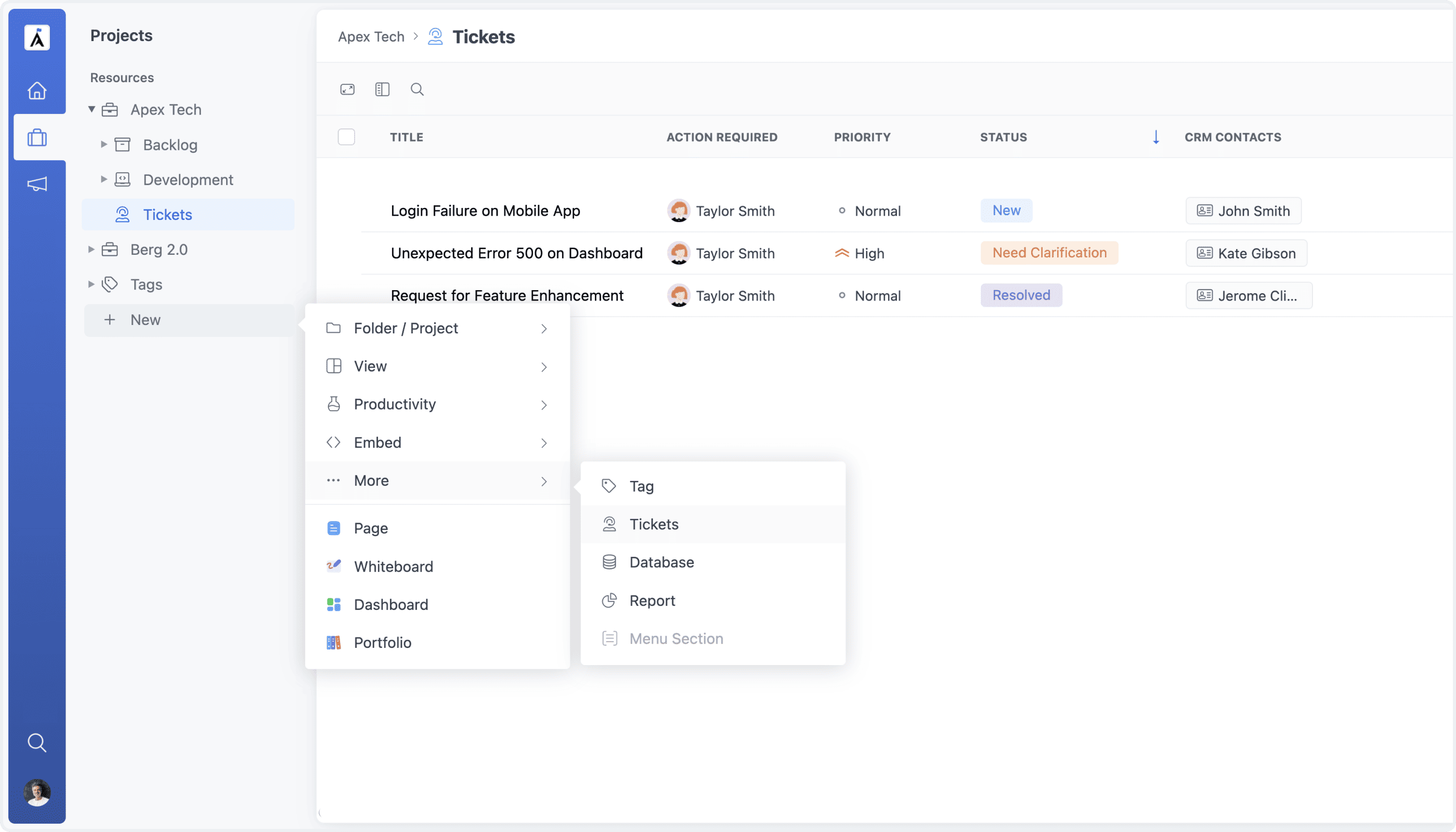 Creating a Tickets Project