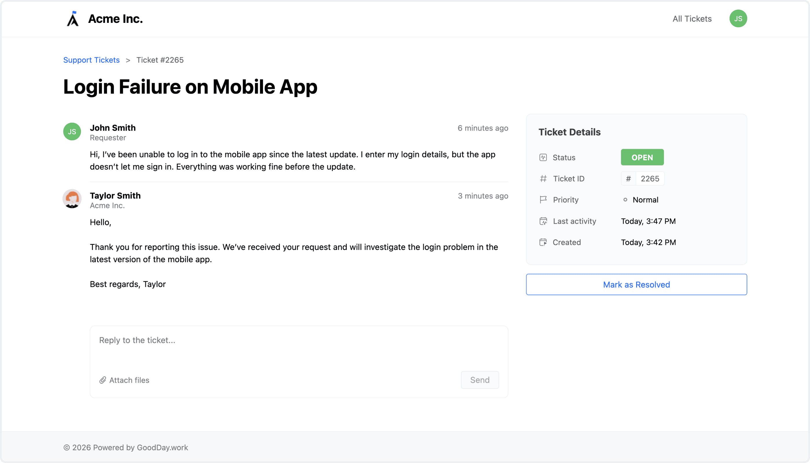 Customer Tickets Portal