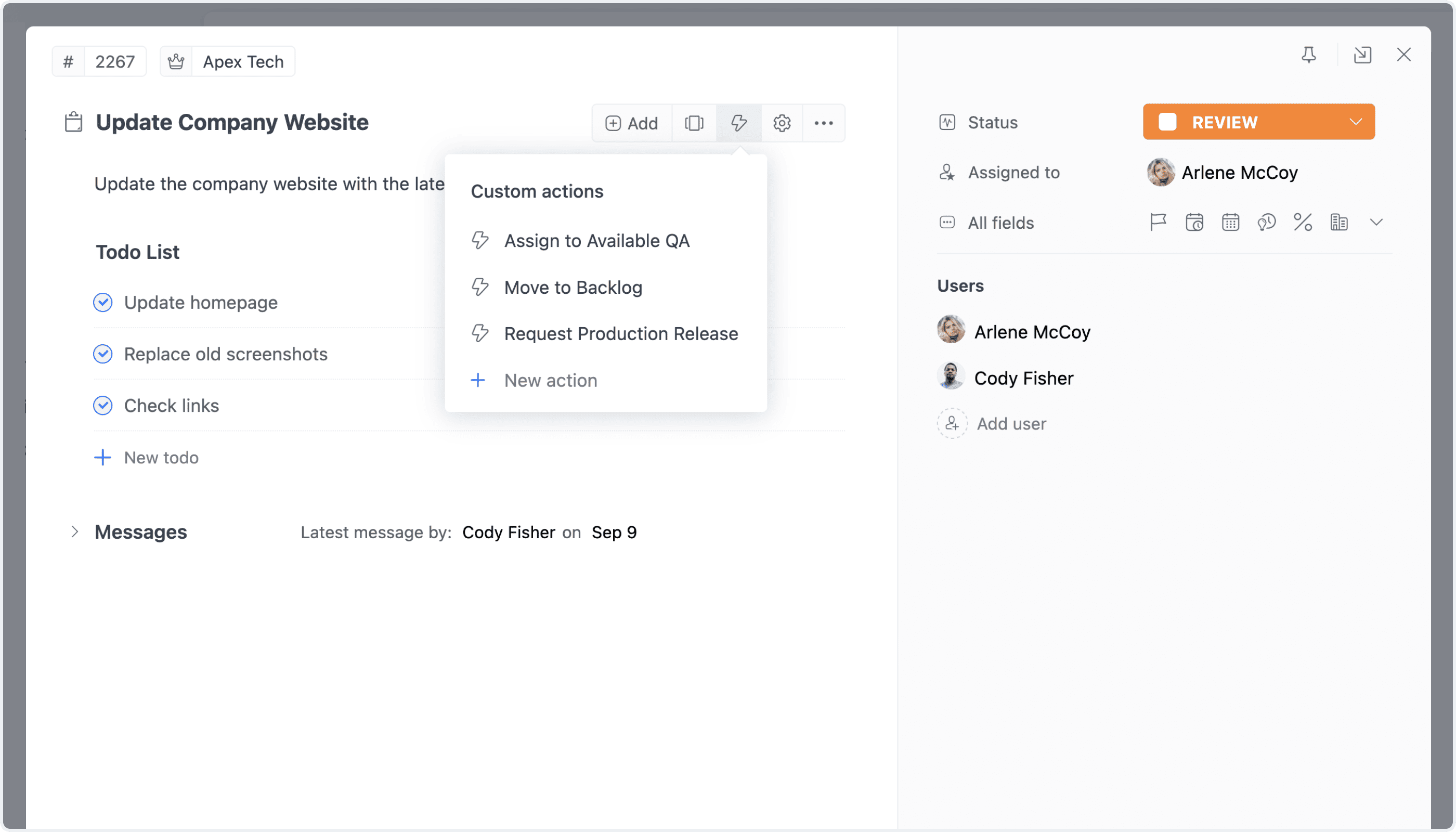 Custom Actions