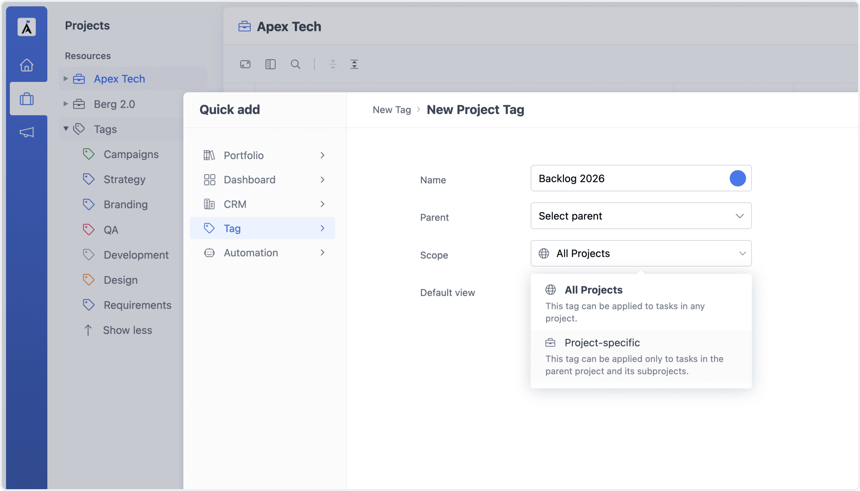 Limit the Scope of Project Tags