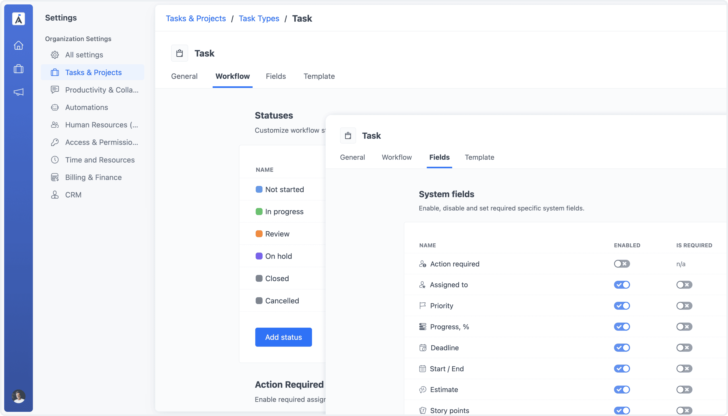 Task Type Settings