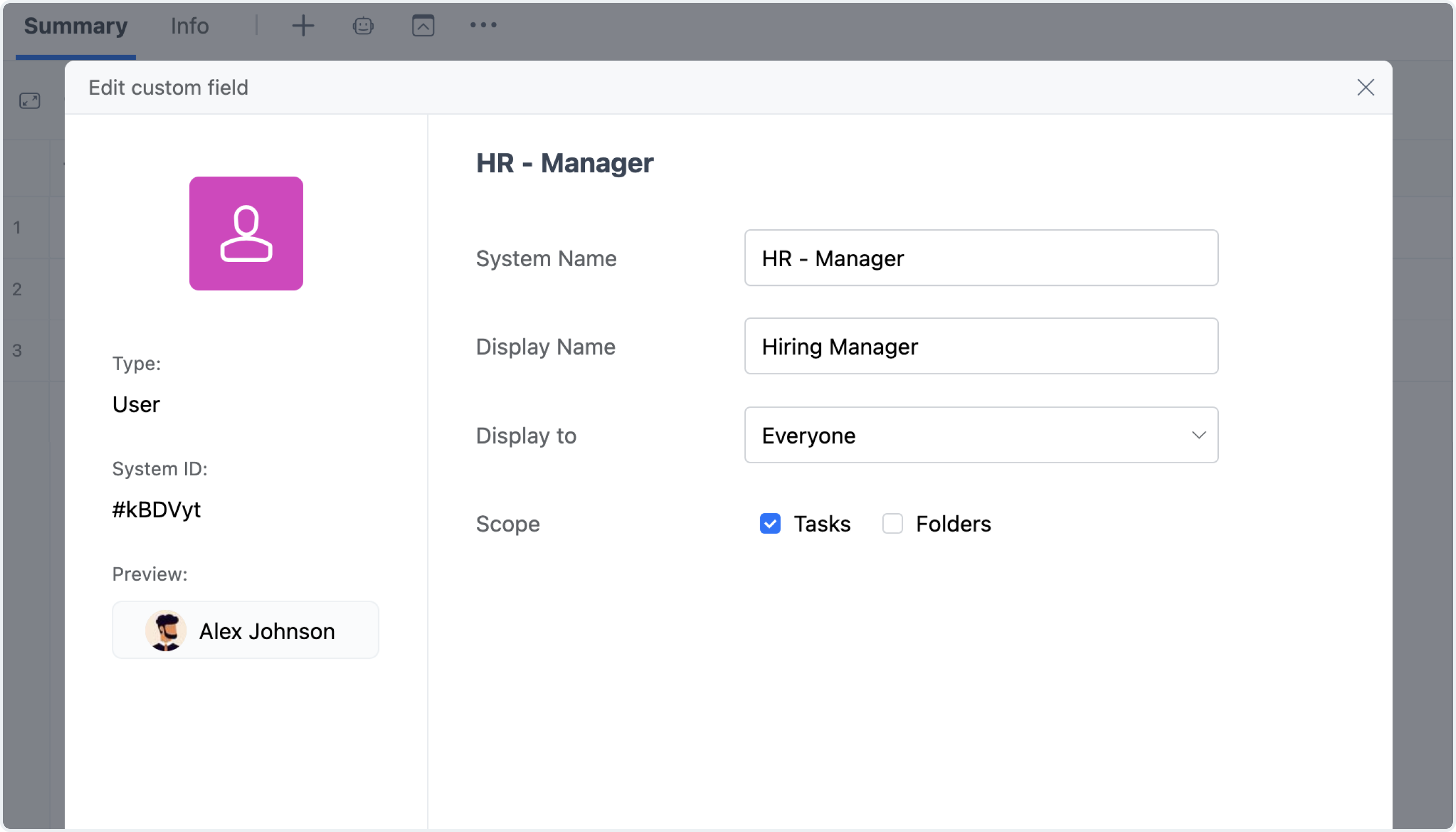Custom Fields: Display Labe