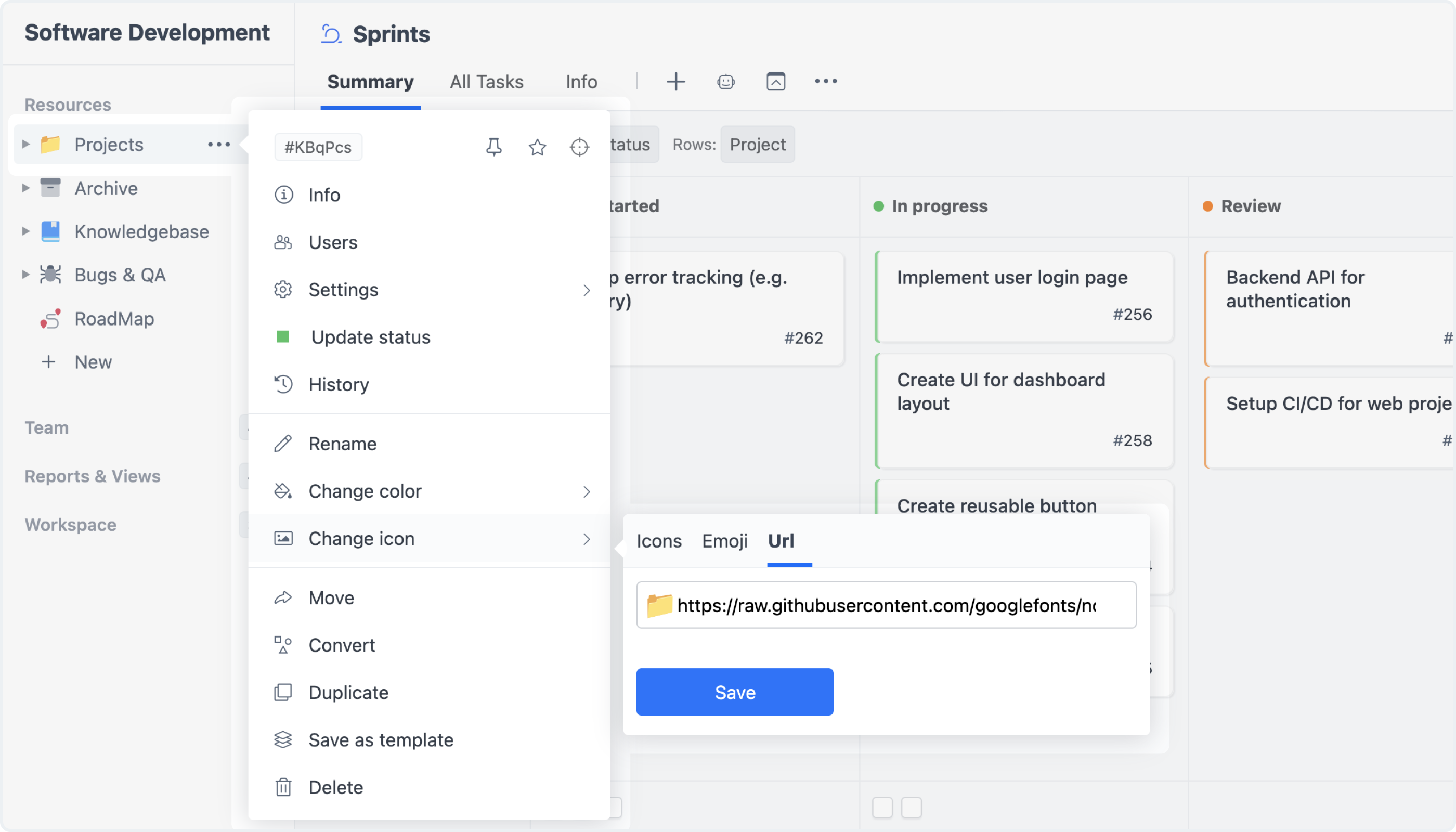 Custom Icons for Projects
