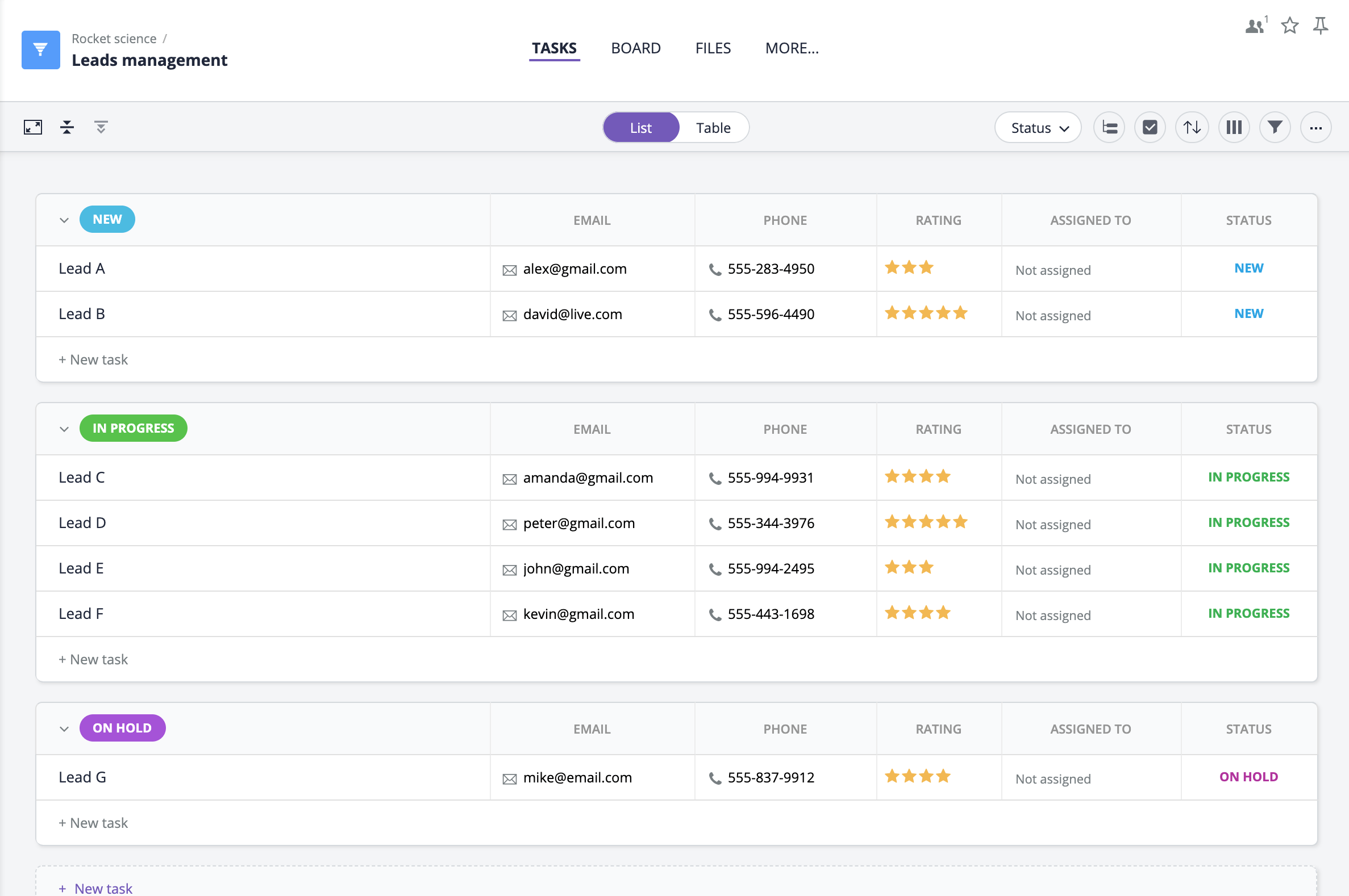 Free lead management template
