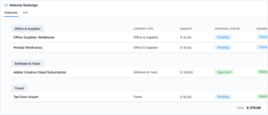 Project expense tracking template